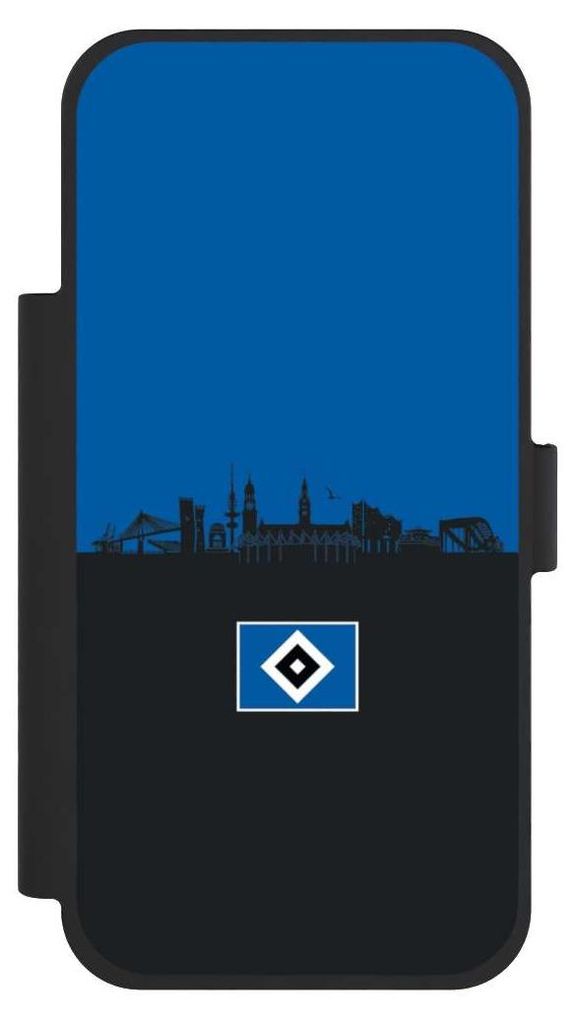 NIVOCASE Klapphülle für Apple iPhone 17 Pro Max Handyhülle aus Kunst Leder NIVOflip schwarz HSV Hamburg Skyline