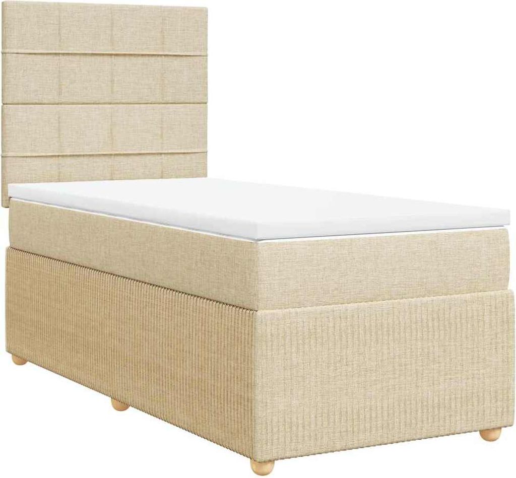 vidaXL Boxspringbett mit Matratze Creme 90x190 cm Stoff