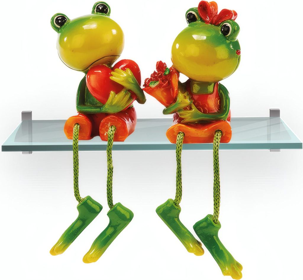Kantenhocker Frosch 2er Set | Blumen + Herz