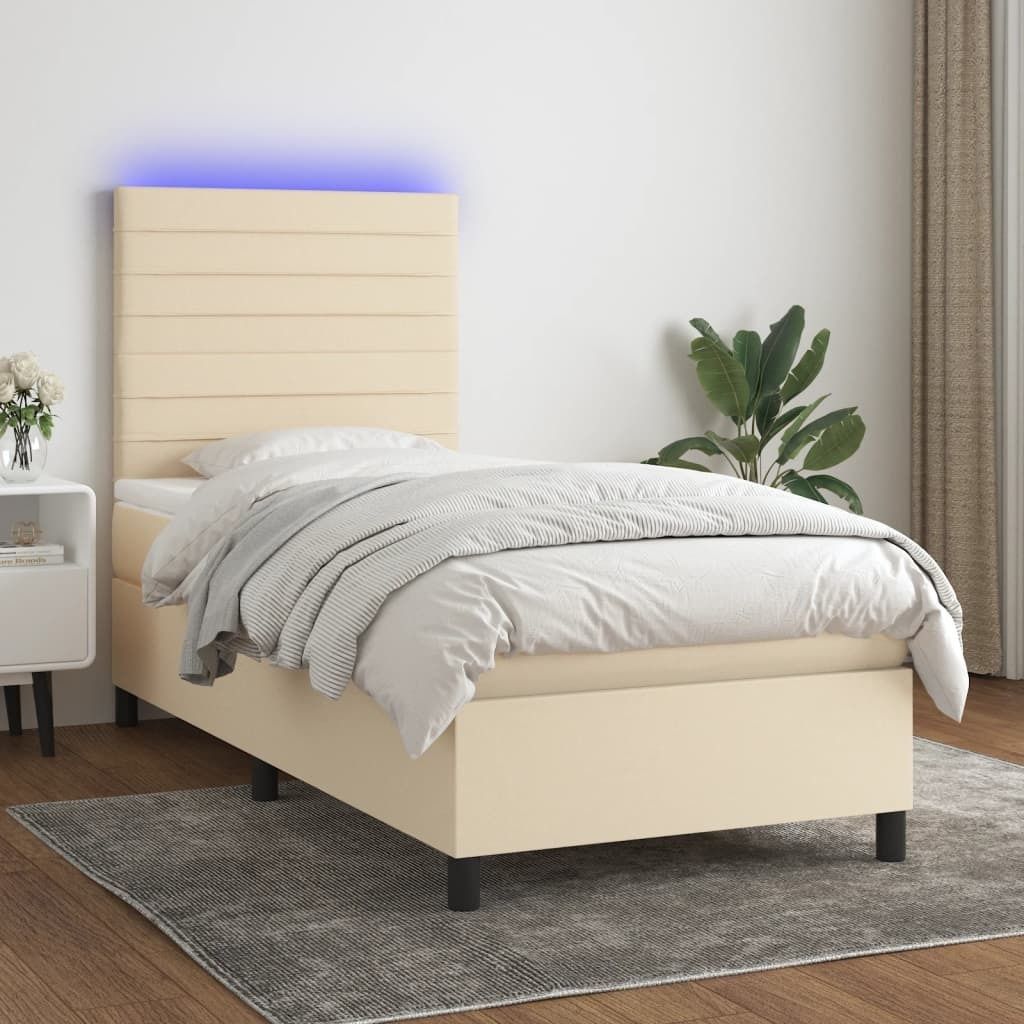 Maison Exclusive - Boxspringbett mit Matratze & LED Creme 100x200 cm Stoff