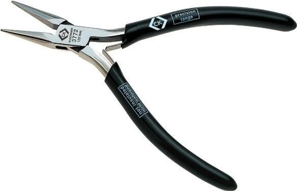 Pince de précision à becs demi-ronds 120 mm pour travaux électronique