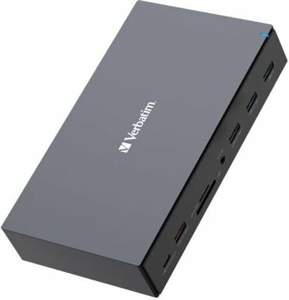 Verbatim CDS-17, Kabelgebunden, USB 3.2 Gen 1 (3.1 Gen 1) Type-C, 100 W, 3,5 mm, 1000 Mbit/s, Schwarz, Grau