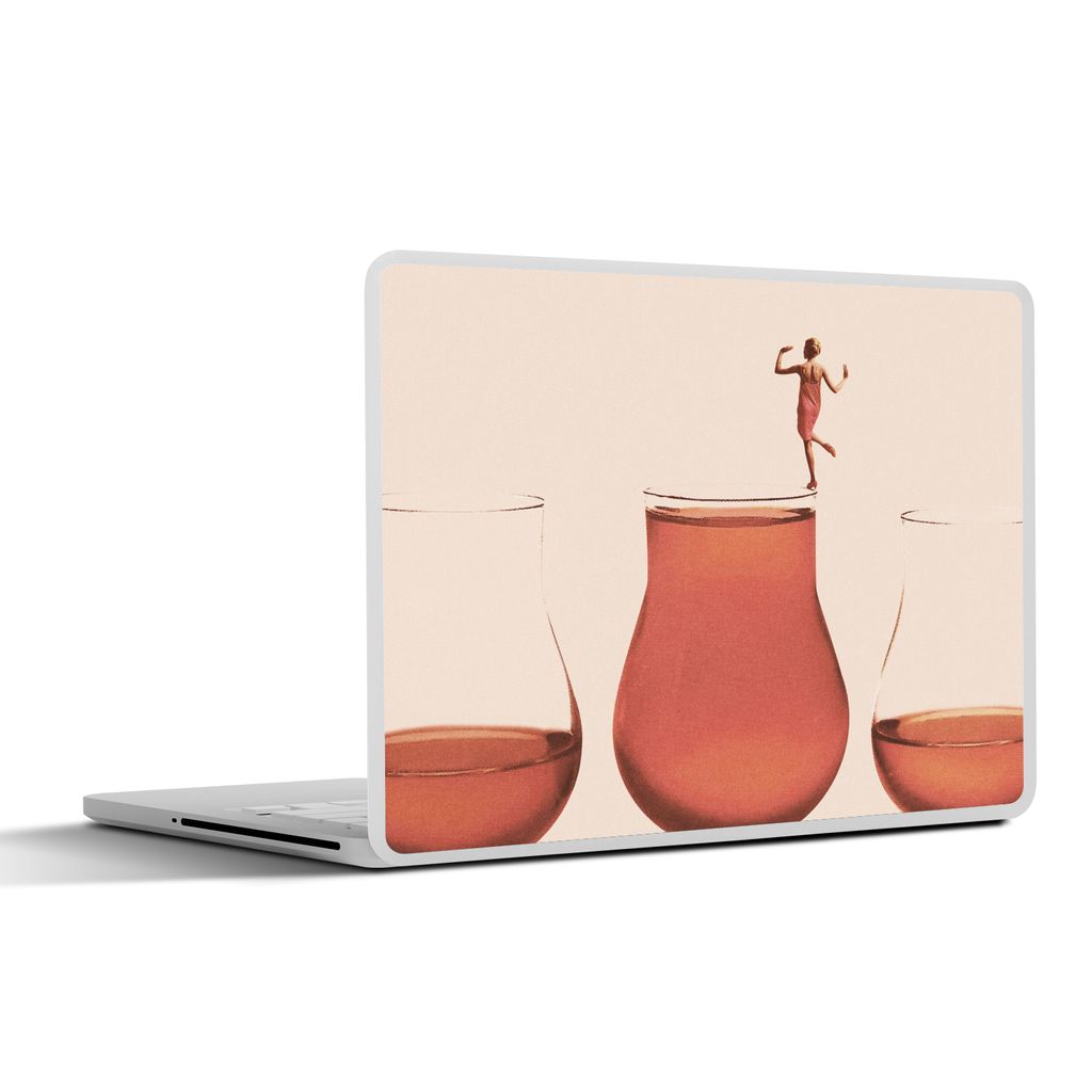 MuchoWow Laptop Aufkleber Sticker Cover Vintage - Frau - Glas - Pastell - Abstrakt 30x21 cm - Sticker für Laptop - Selbstklebend