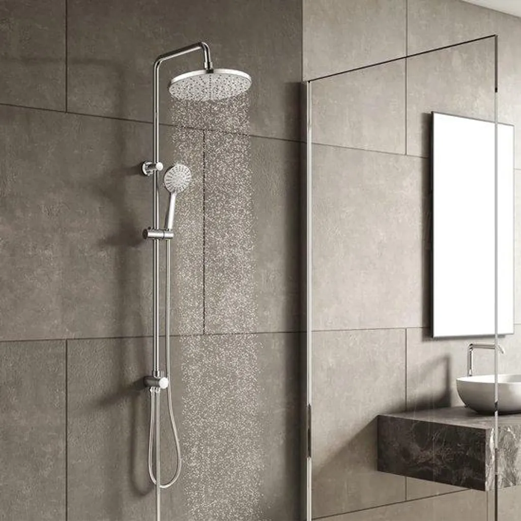 Douche de tête pluie et douchette 5 jets chromée - Technologie Anti-calcaire