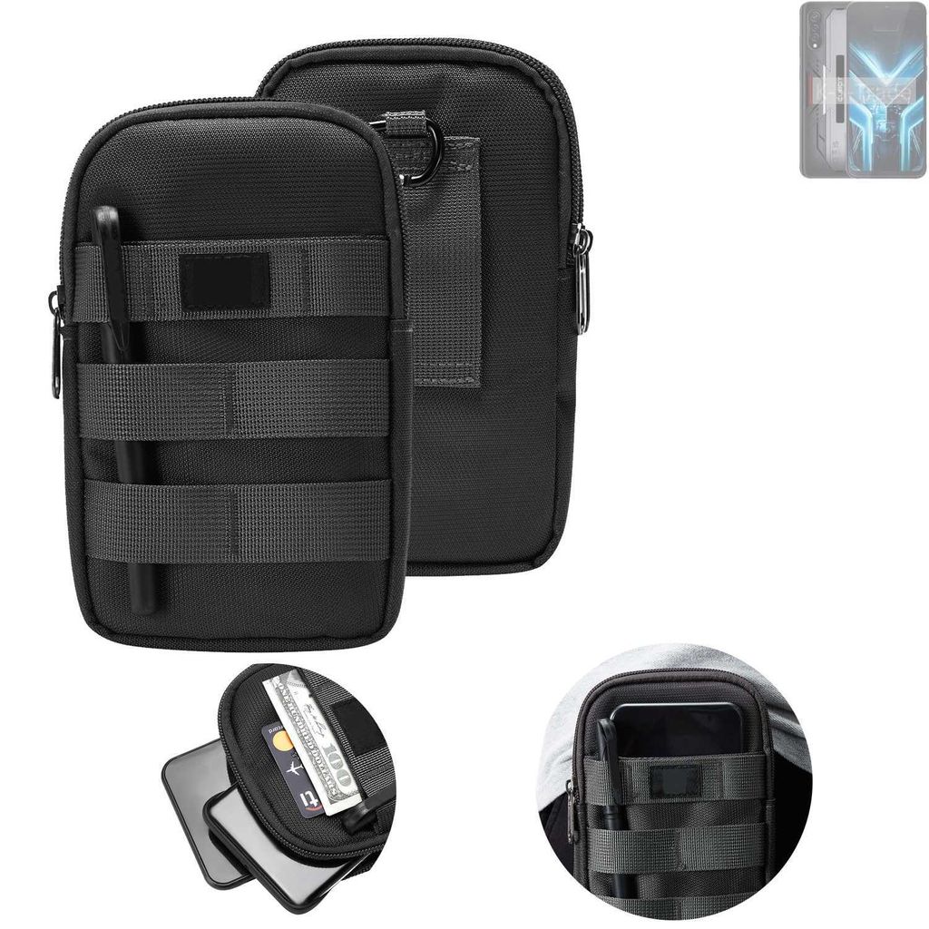 K-S-Trade Holster Gürtel Tasche kompatibel mit Cubot X70 Handy Tasche Schutz Hülle dunkel-grau viele Fächer, 1x