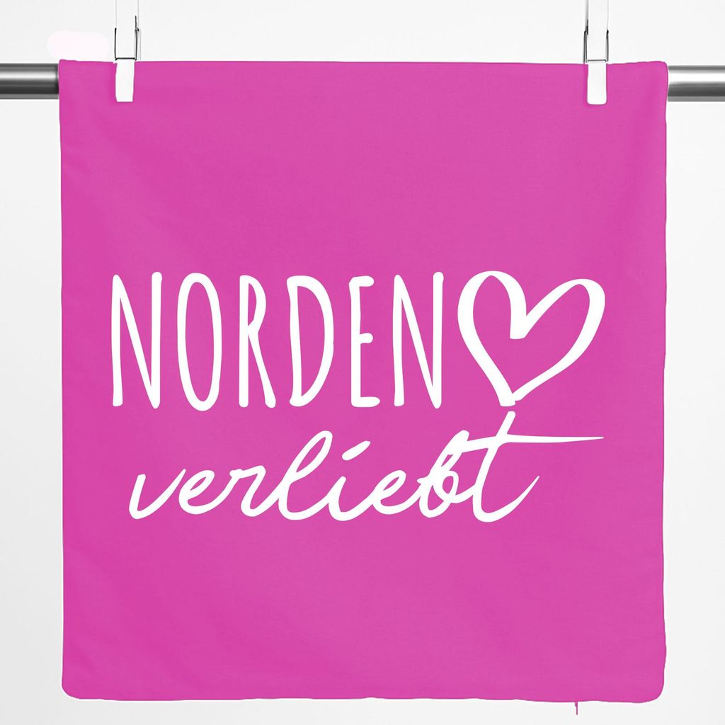 Huuraa Kissenbezug Norden verliebt 40x40cm Fuchsia Baumwolle Dekokissenbezug Geschenkidee