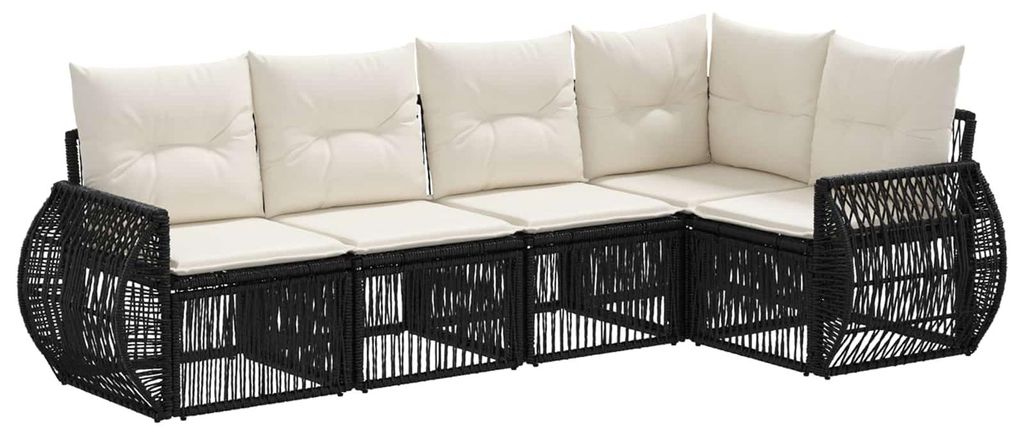 vidaXL Gartensofa-set 5 pcs Schwarz und Cremeweiß Poly-Rattan
