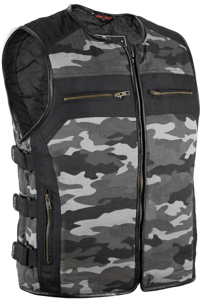 Bikerweste Textil Kutte Camouflage Black Camo Klett SWAT Produktbild 