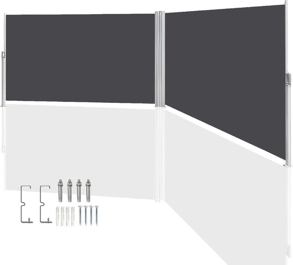 Jopassy Seitenmarkise Ausziehbar Balkon Anthrazit Sonnenschutz Vollkassette Sichtschutz grau 160x600cm