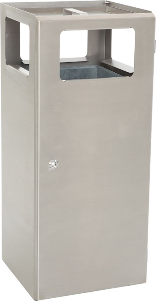 Quadratischer Kombiascher aus Edelstahl | 70 liter, HxBxT 88x38,5x38cm | Basismodul ohne Bedachung | Silber