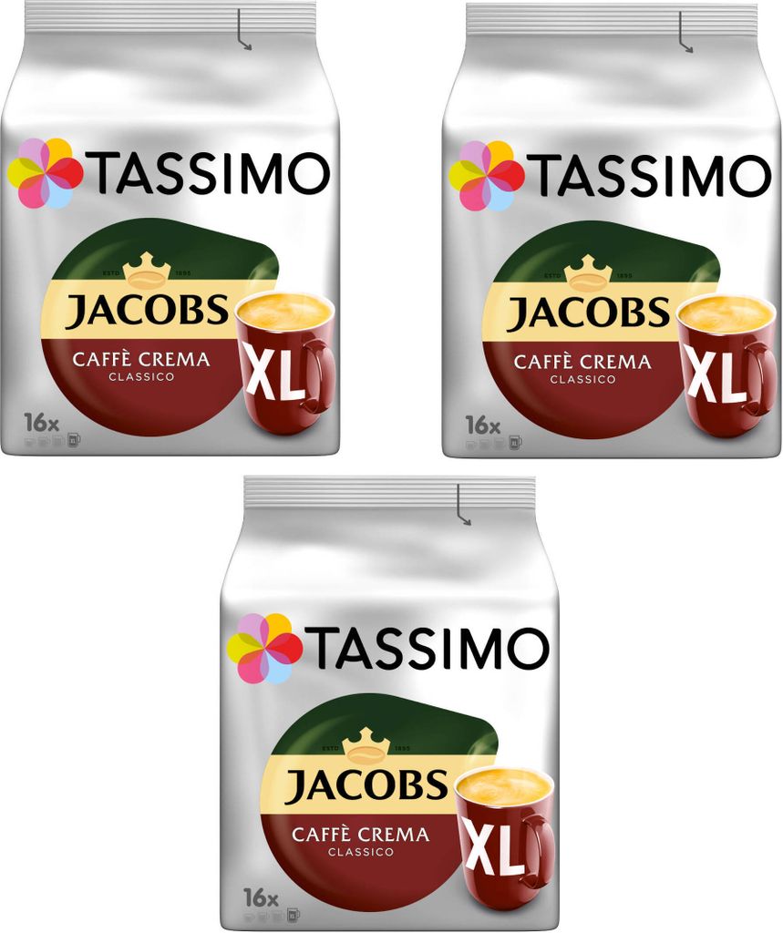 TASSIMO Kapseln Jacobs Caffè Crema Classico XL aromatisch T Discs 3x 16 Getränke