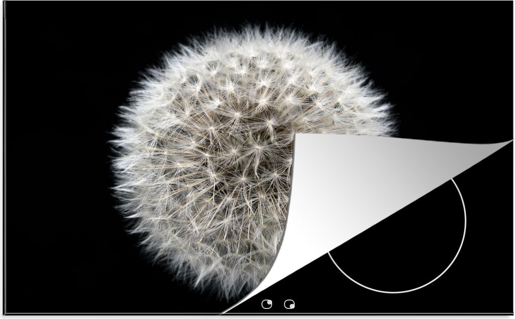 KitchenYeah Herdabdeckplatte Foto des Kopfes einer Pusteblume , 81x52cm, Küche Deko, Glaskeramikfeld Herdabdeckung, Abdeckplatte fùr Kochfeld