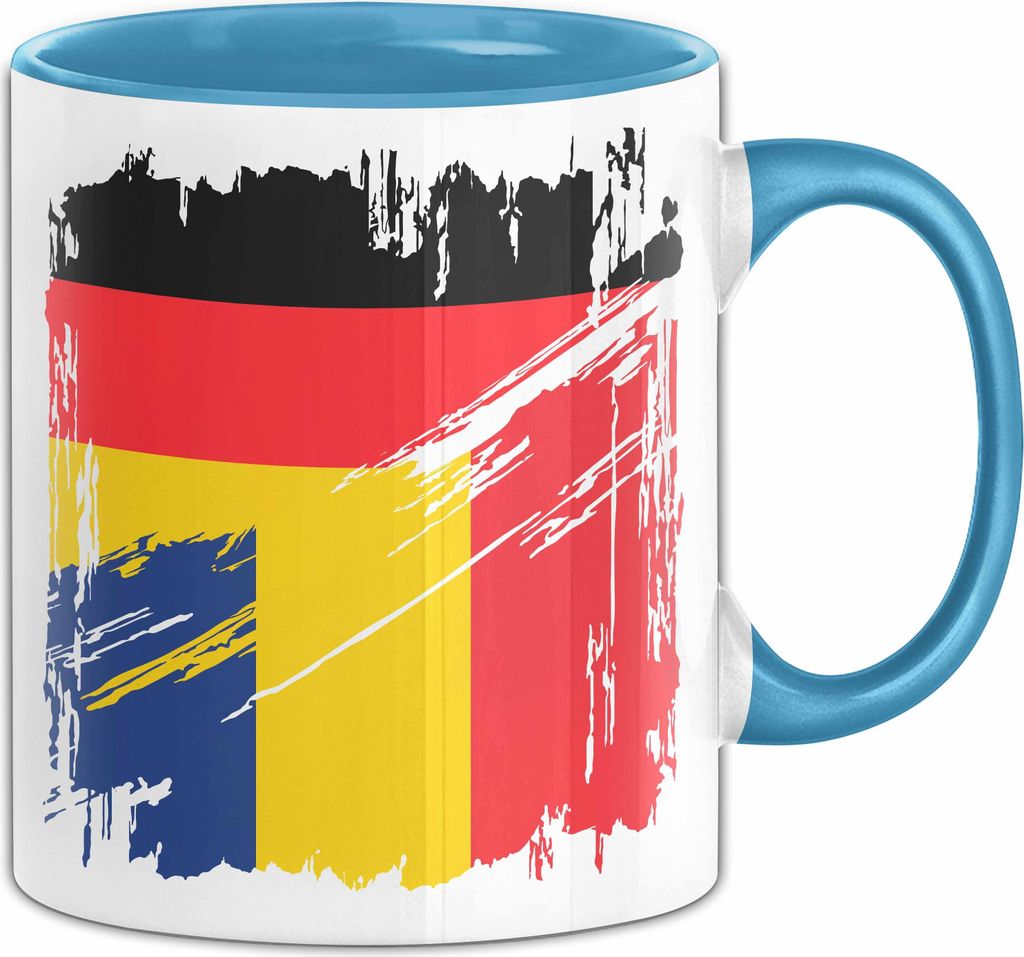Rumänien Deutschland Flagge Halb Deutscher Halb Rumäne Fußball Germany 2024 Europa Romania (Blau)