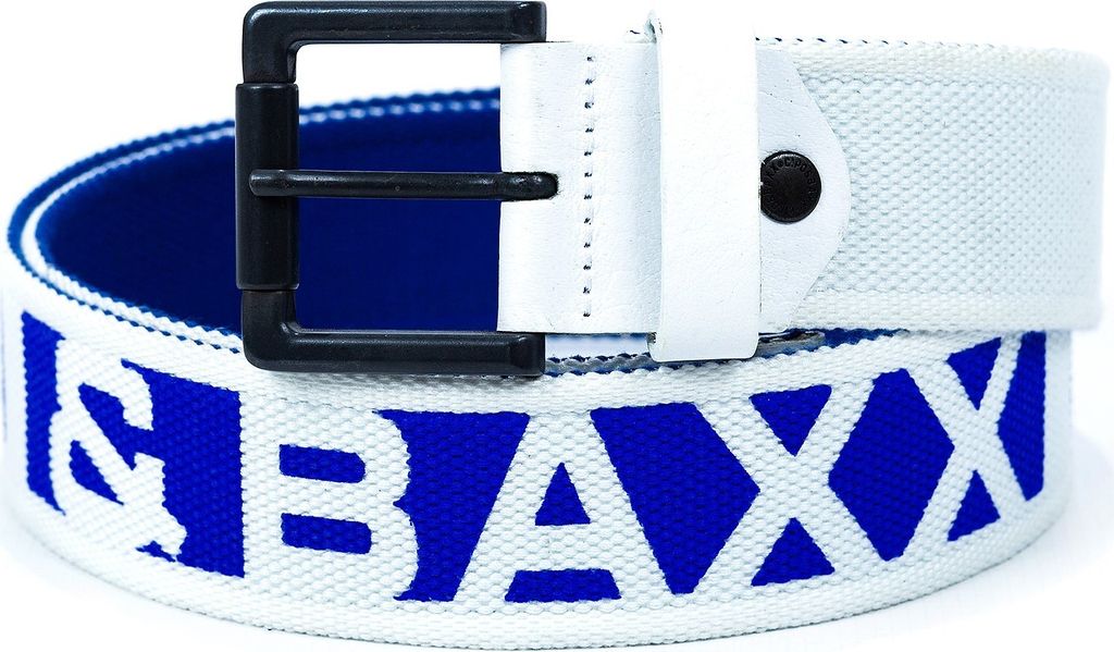 Cipo & Baxx Herren Gürtel-weiß Schrift-blau C-2133 95cm x 4,7cm