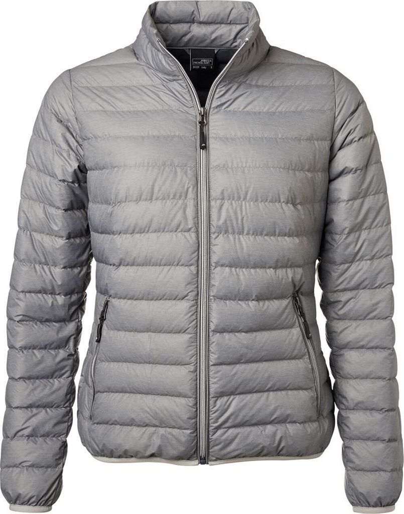 James & Nicholson leichte, klassische Daunenjacke JN1139 Gr. S silber-melange/graphit