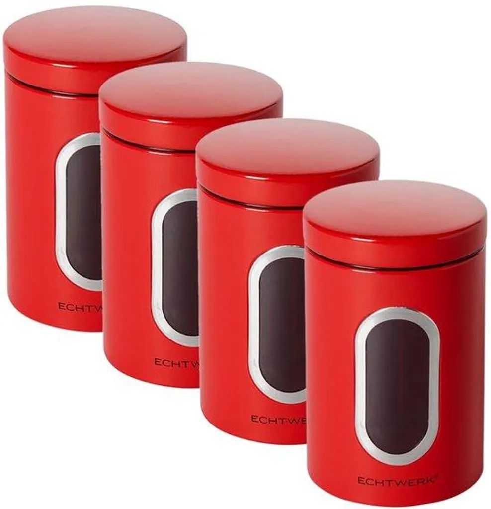 Rangement cuisine : boîtes métalliques rouges hermétiques et design