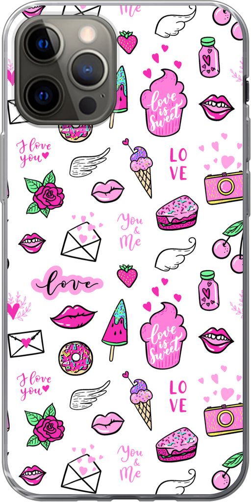 MuchoWow Handyhülle Schutzhülle Hülle für Telefoonhoesje iPhone 13 Pro Mädchen - Liebe - Eis - Muster - Mädchen - Kinder - Kind - Kind Sili...