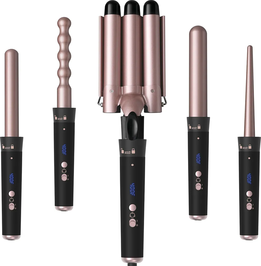Fer à friser professionnel 5 en 1 idéal pour coiffure wavy et boucles