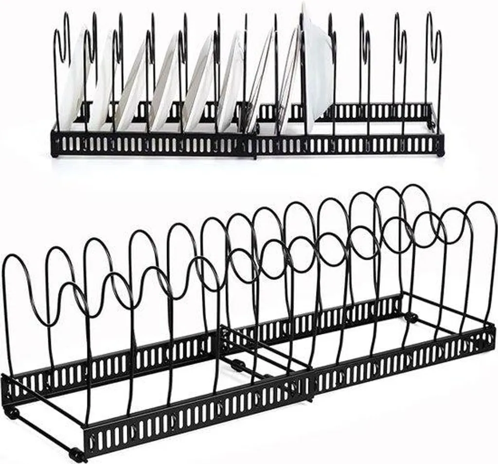 Rack de rangement extensible Pan Organizer noir à 10 compartiments
