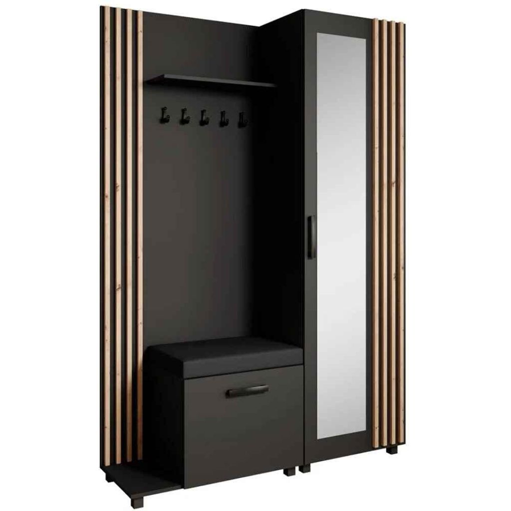 Garderoben-Set LIVIA Links Schwarz – Garderobenschrank mit Produktbild 
