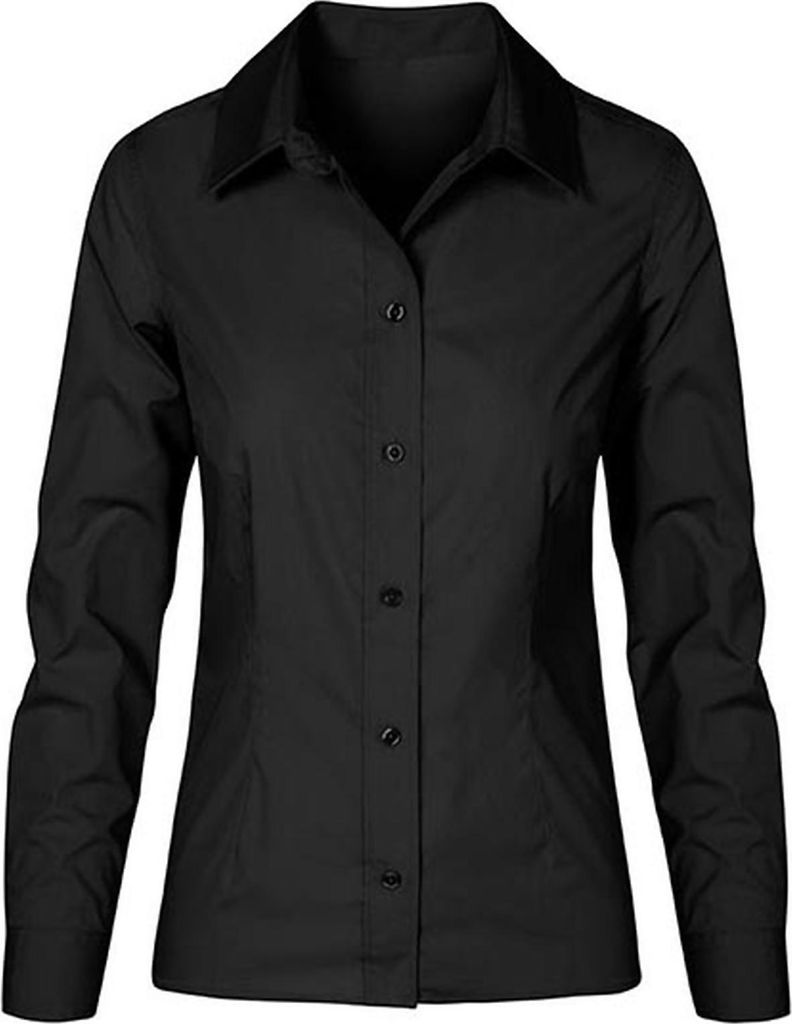 Business Langarm-Bluse Damen, Schwarz, L