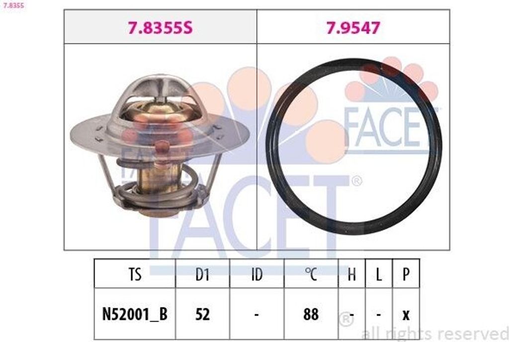FACET Thermostat Kühlmittel 88°C für TOYOTA LAND CRUISER (PZJ7, KZJ7, HZJ7, BJ7, LJ7, RJ7) SUPRA (JZA70, GA70, MA70) HILUX V Pick-up (LN, KZN1, ...
