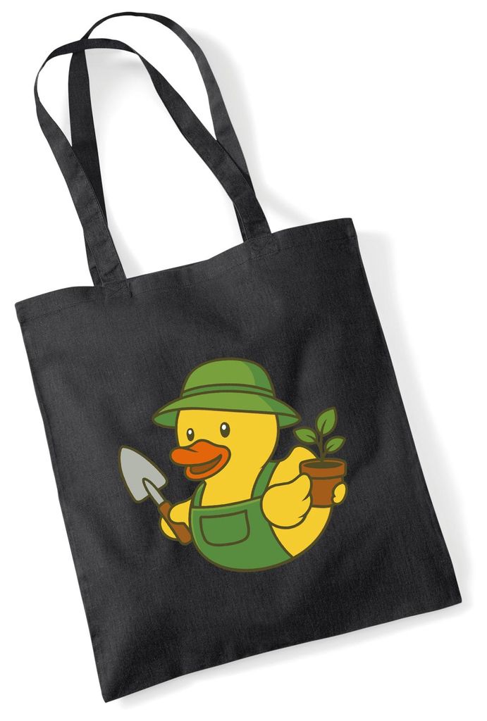 Huuraa Jutebeutel Quietscheente Gartenbau Comic Gummiente 10 Liter Black Baumwolle Tasche Geschenkidee