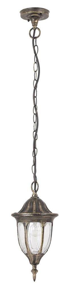 A hanging outdoor light fixture.