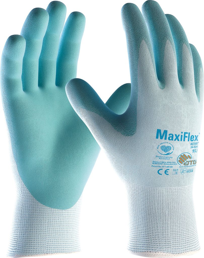 ATG MaxiFlex Active Nylon-Strickhandschuh (34-824) Hellblau/Hellblau-6