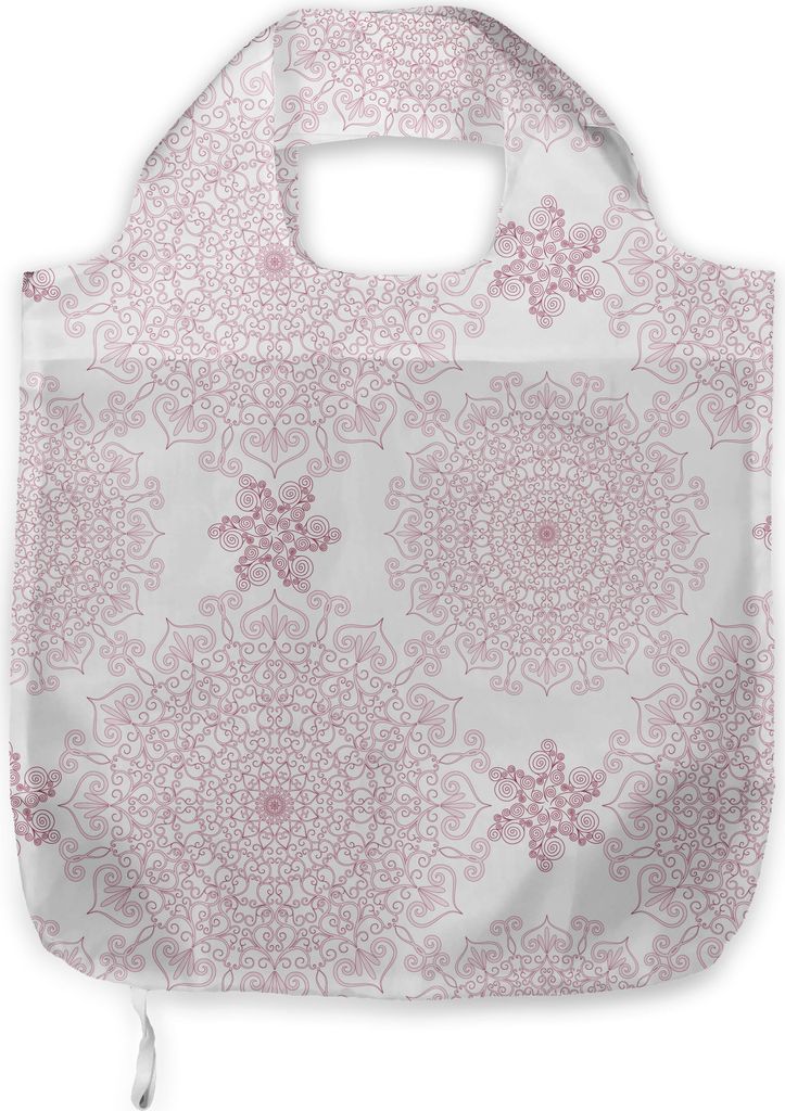 ABAKUHAUS lila Mandala Tragetasche aus Stoff, viktorianischer Damast, Praktische Altagsmode Einkaufstaschen, Pale Pink Weiß