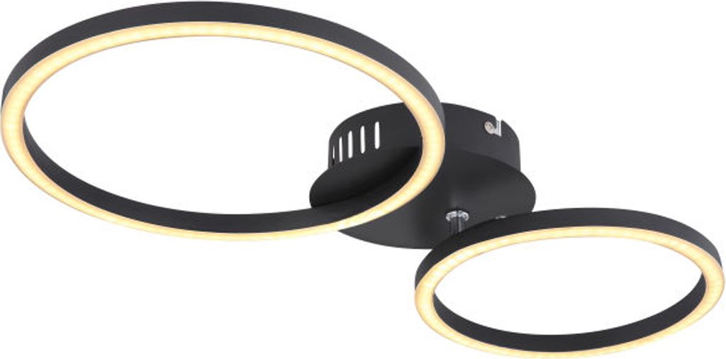 Globo Lighting Deckenleuchte Metall schwarz matt, Kunststoff opal, beweglich, 1 Ring DM:25cm, 1 Ring DM: 20,5cm, LxBxH: 490x247x72mm, inkl. LED 24W...