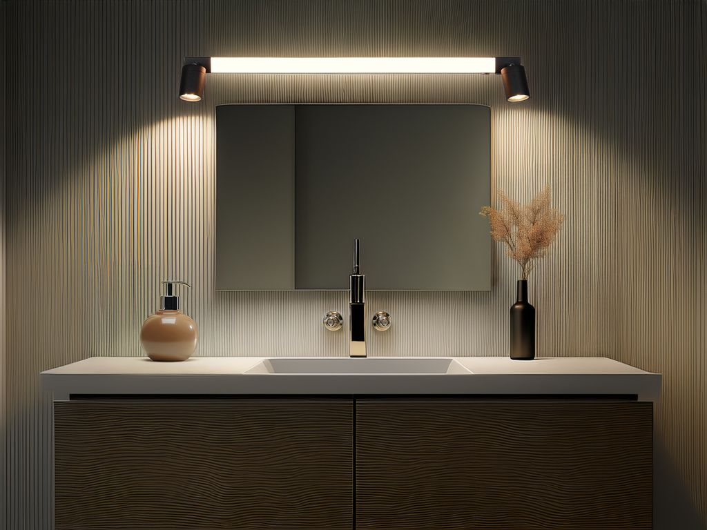 LED Bad Spiegelleuchte für Badezimmer mit Schalter und 2 Strahlern Schwarz, 90cm