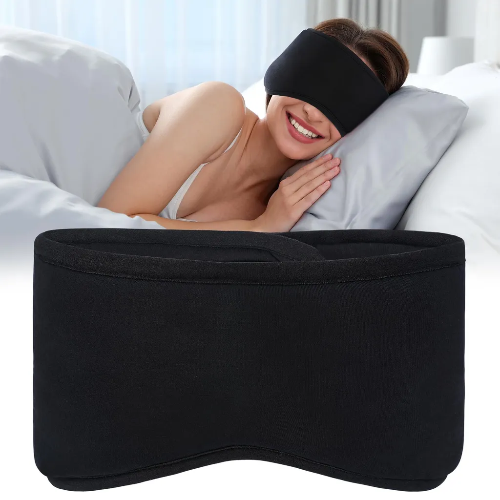 Masque de nuit ergonomique pour dormeur sur le côté avec protège-oreille