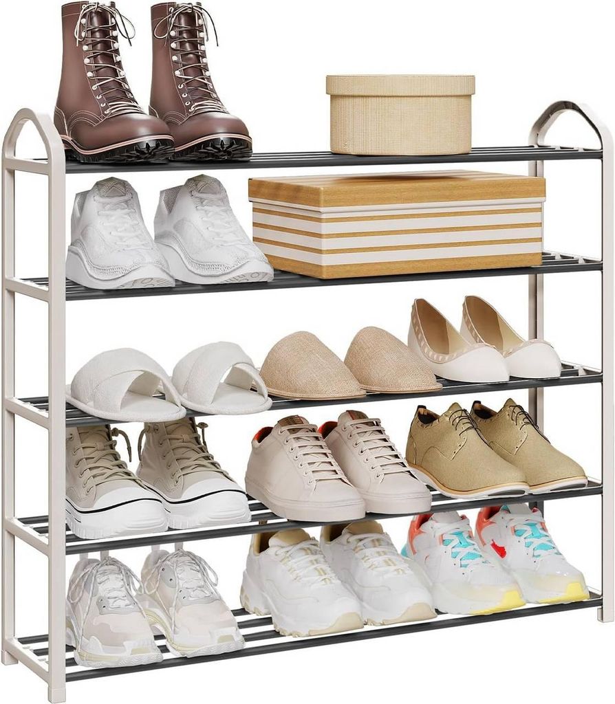 WOLTU Schuhablage Schuhregal Ständer, 5 Schicht für 20 Paare Schuhe, 79x19,5x79cm : Creme Farbe: Creme