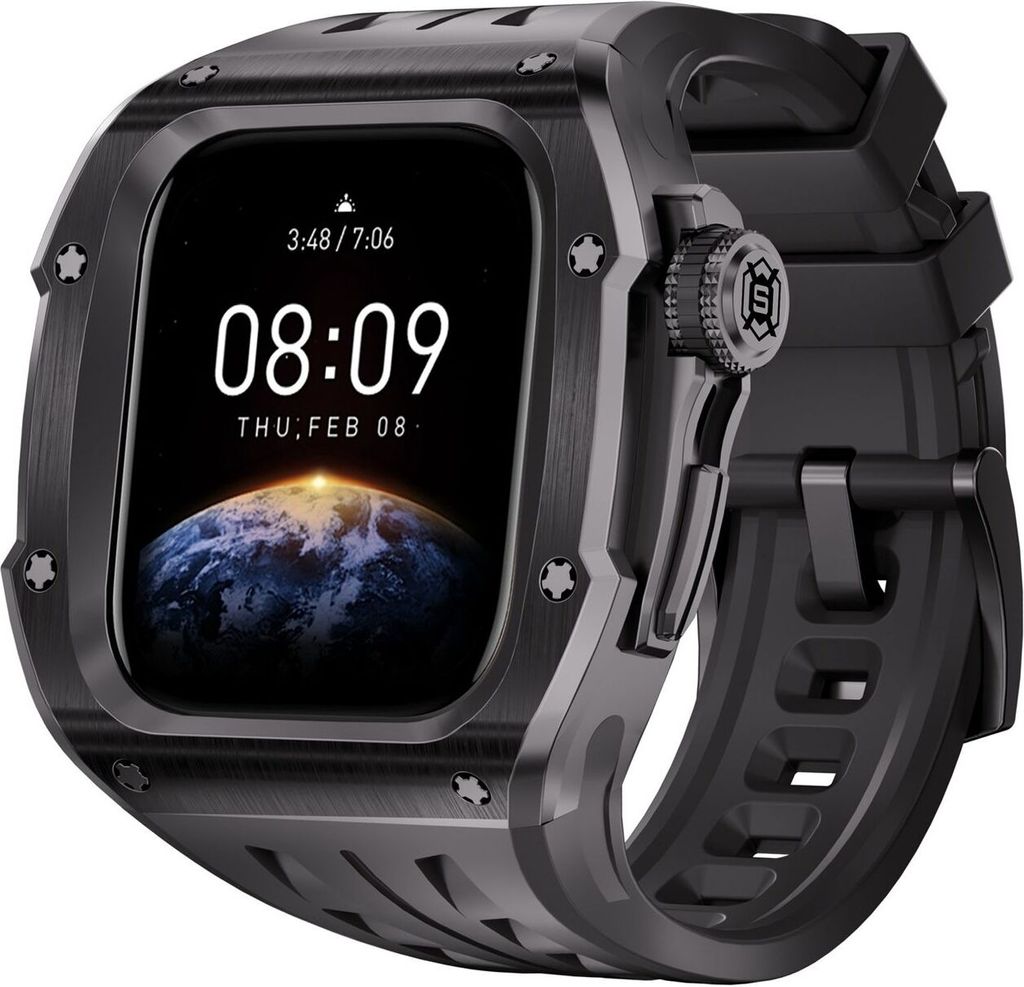 Für Apple Watch Series 10 46mm Hochwertiges Silikon Arm Band mit Metall Gehäuse