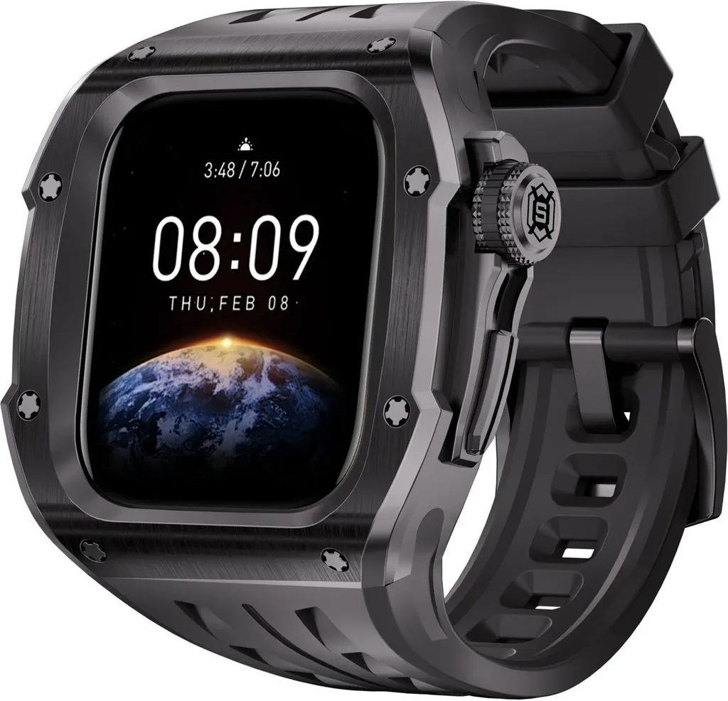 Per Apple Watch Series 10 46mm Bracciale in silicone di alta qualità con cassa in metallo