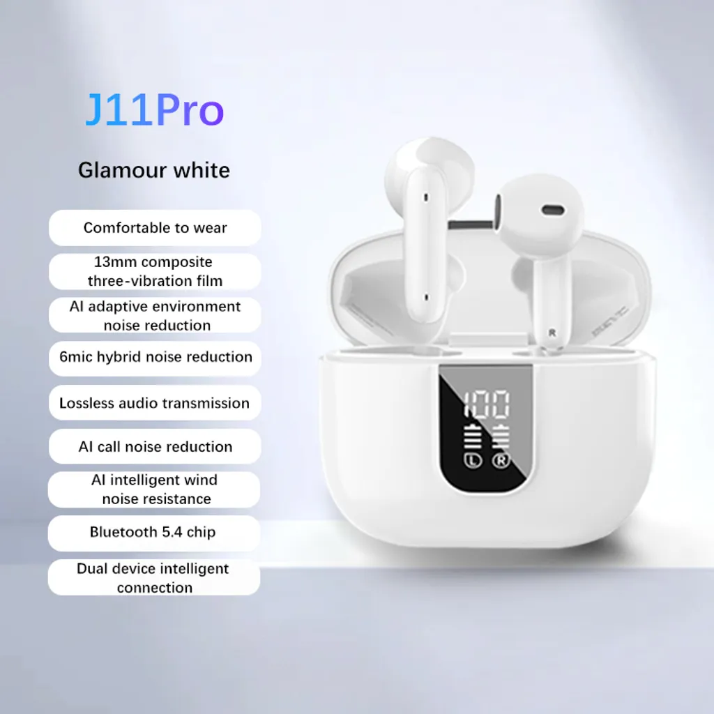 Écouteurs Bluetooth TWS J11 Pro Blanc avec réduction de bruit active
