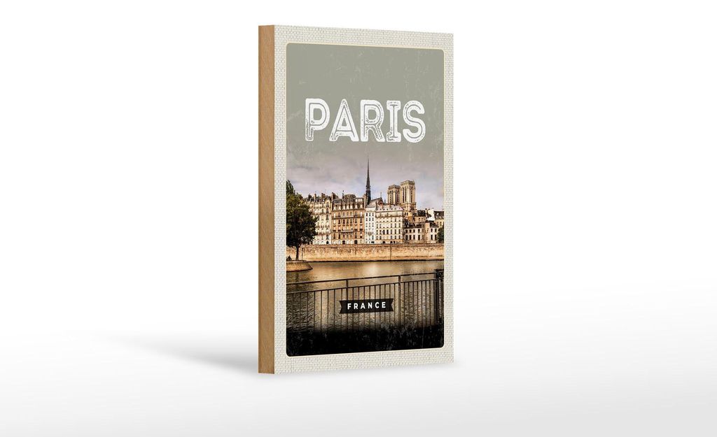 Holzschild Reise 12x18 cm Paris Frankreich Architektur Dekoration
