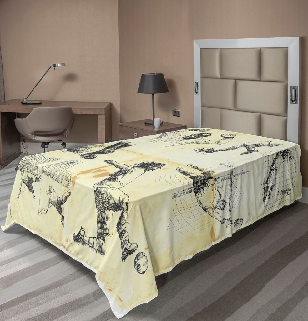 ABAKUHAUS Fußball Bettlaken, Sammlung Des Unterschiedlichen Fußball Spielers Und Der Torhüter Positions Thema Skizzen Kunst, weiches bequemes ob...