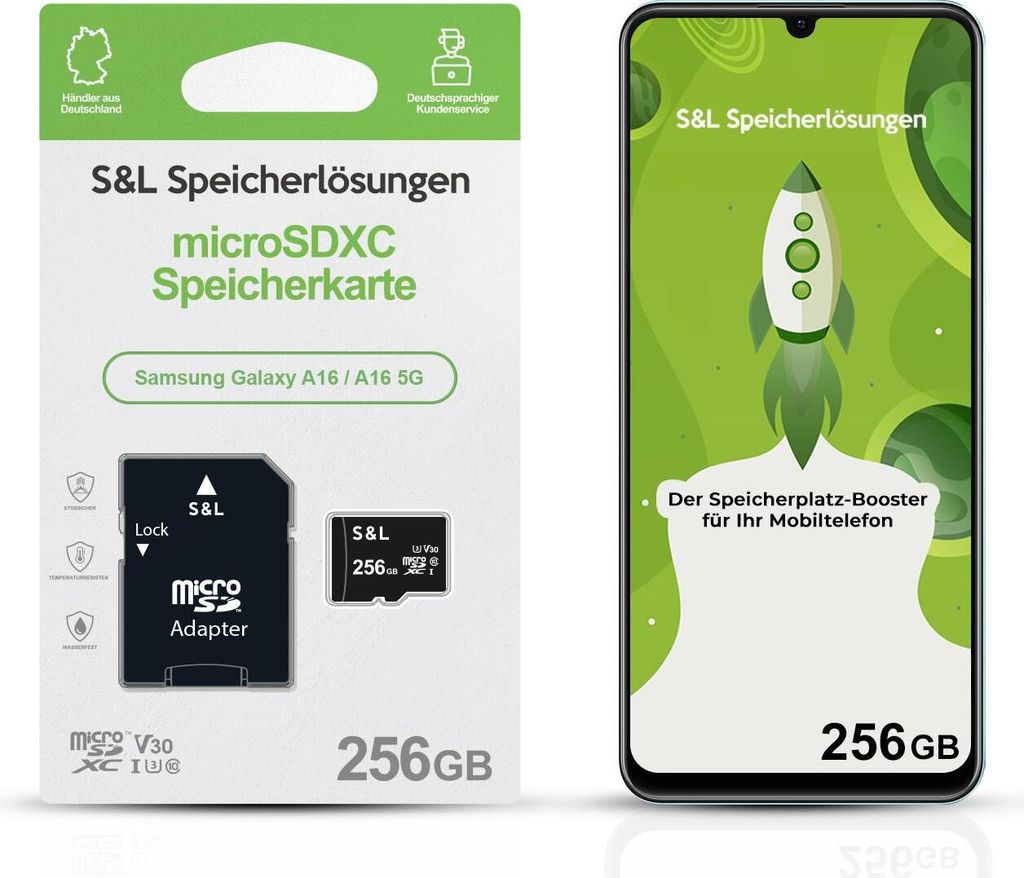 microSD Speicherkarte S&L für Samsung Galaxy A16 / A16 5G - Speicherkapazität: 256 GB