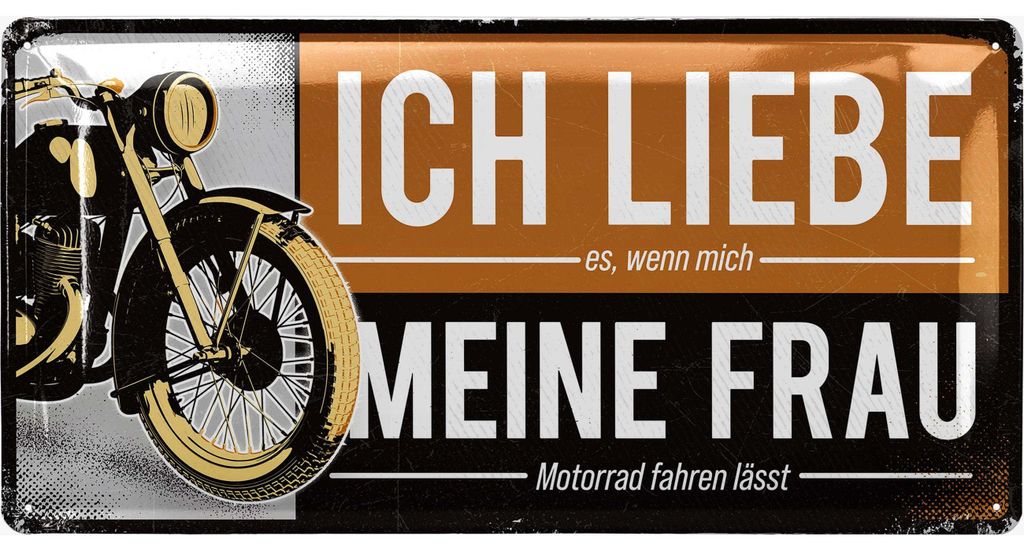 Ich liebe meine Frau Blechschild retro, Motorrad Deko, Produktbild 
