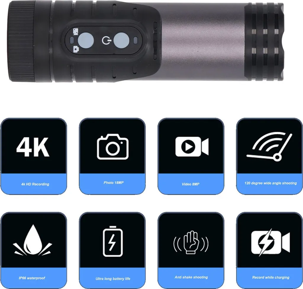 4K Action Camera impermeabile Bike Motorcycle Helmet Anti Shake Sport DV con supporto per cavo di ricarica Bike H68B Grigio scuro