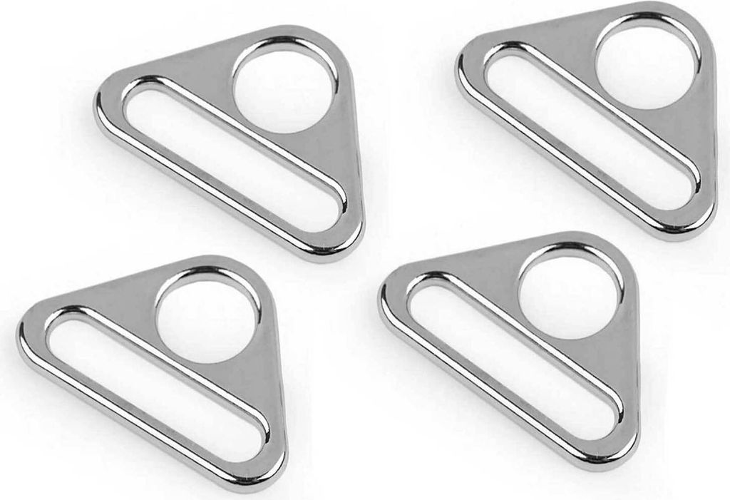 4 Metall Triangel-Ringe mit Steg Durchzug 25x5mm für Gurtband Taschenherstellung Variantenwahl, Farbe:silber, Größe:A 31x2x2.5 mm | I 25x5 mm