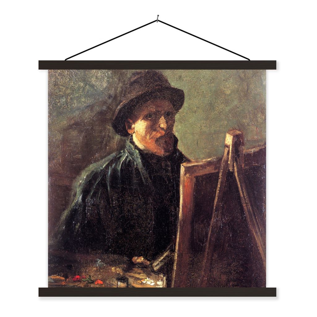 MuchoWow Textilposter Selbstbildnis als Maler - Vincent van Gogh 40x40 cm mit schwarzem Rahmen - Fotos