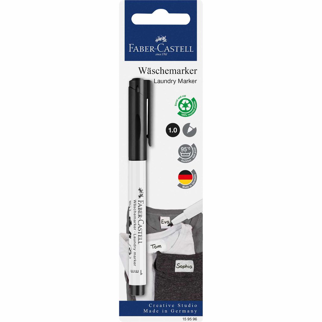 Faber Castell Wäschemarker Rundspitze scwarz Blister Produktbild 
