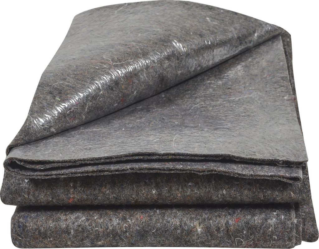 A folded gray drop cloth is shown against a white background.