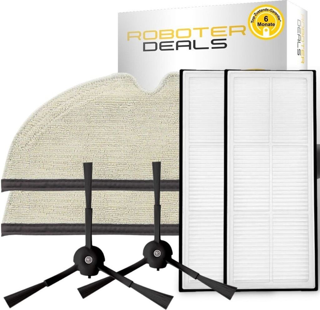 Zubehör Set, Ersatzteile Kit für Roborock Q8 MAX, MAX Plus (2x Seitenbürste, 2x Filter, 2x Pad)