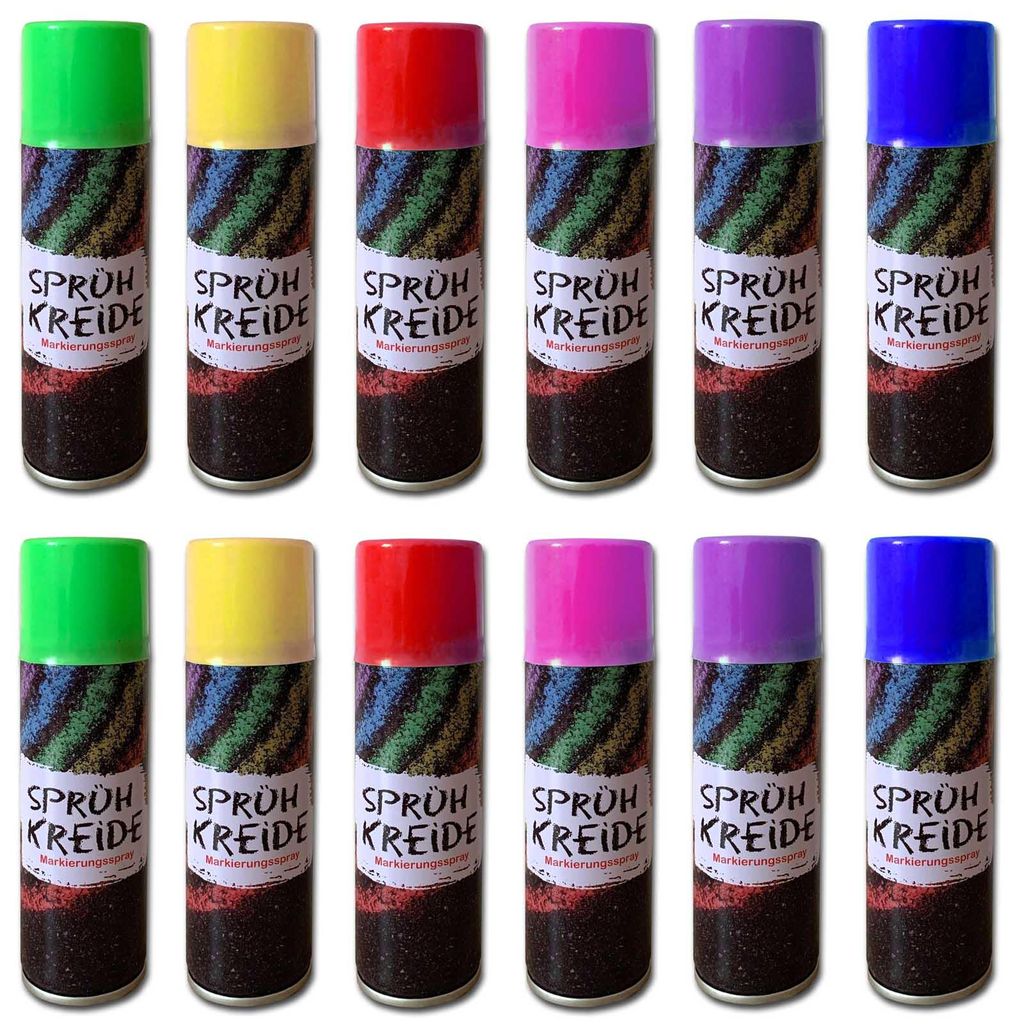 12er Set Sprühkreide 175 ml je Dose 6 Farben Kreide Produktbild 