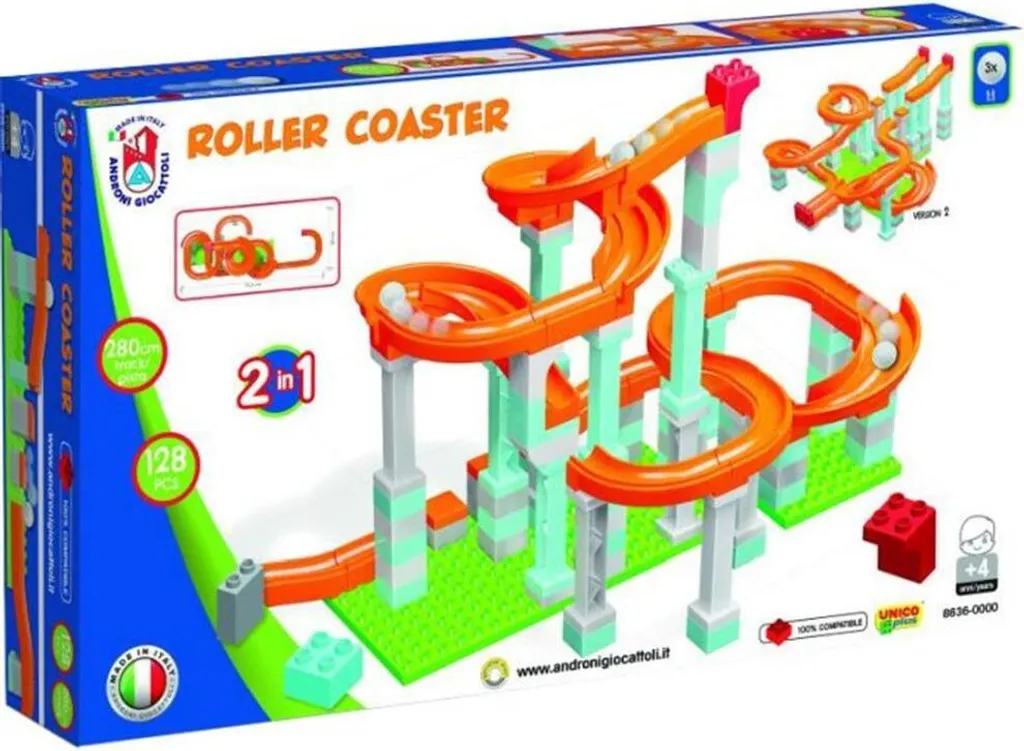 Jeu de Construction Circuit de Billes avec Rails Flexibles - 128 pcs - 6