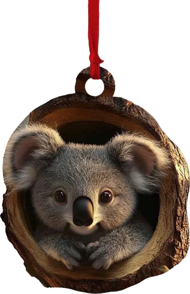 Waldtier-Weihnachtsornament, 2D-Acryl, Eule, Waschbär, Koala, Eichhörnchen, Weihnachtsbaum-Hängedekoration für Baum, Home-Party-Dekor